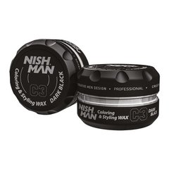 Помада для фарбування волосся Nishman hair coloring wax (dark black) C3 150 мл 4200