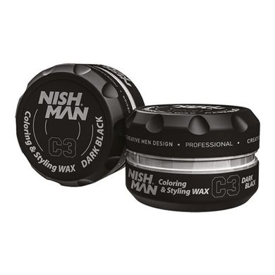 Помада для окрашивания волос Nishman hair coloring wax (dark black) C3 150 мл 4200